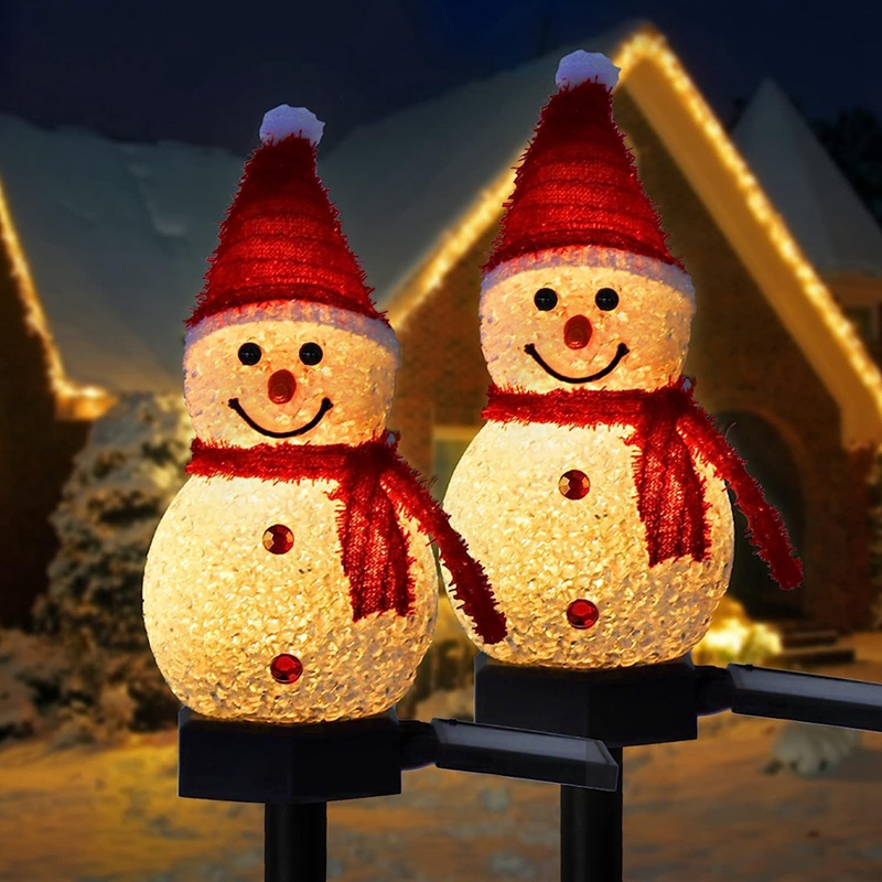 Outdoor Solar Power Xmas Lights - LED Snowman Solar Garden Light Outdoor