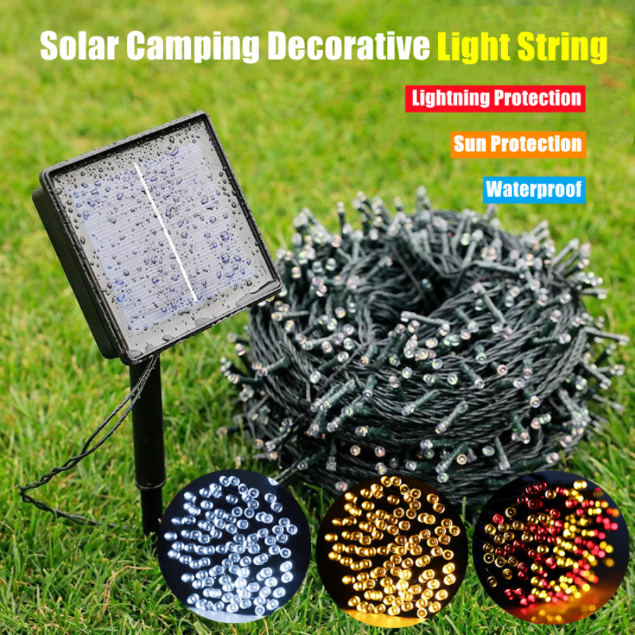 Outdoor Solar Power Xmas Lights - 7M Solar Camping Decorative 8 Modes