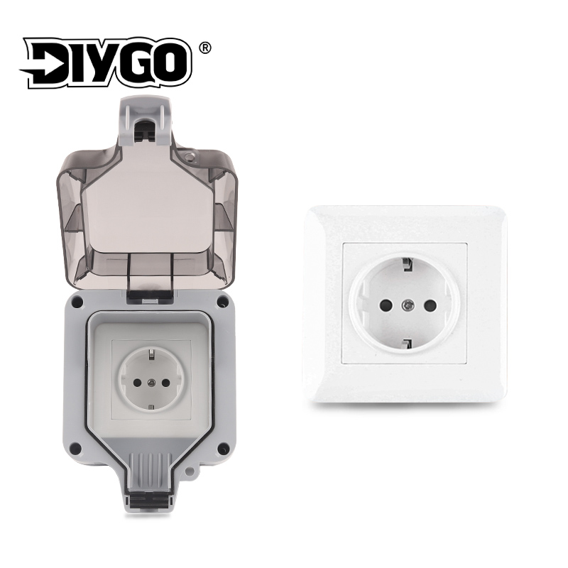 Outdoor Power Outlet Waterproof - IP66 Outdoor Socket Wall Plug with