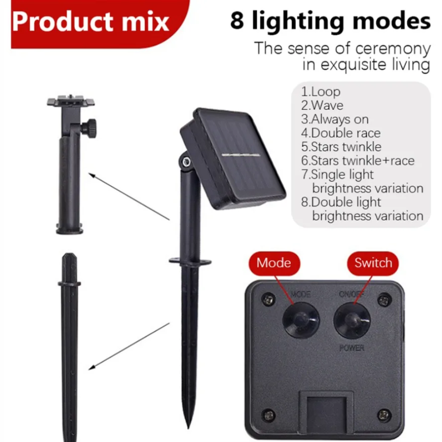 7M Solar Camping Decorative 8  - Outdoor Solar Power Xmas Lights incelemesi ve fiyatı