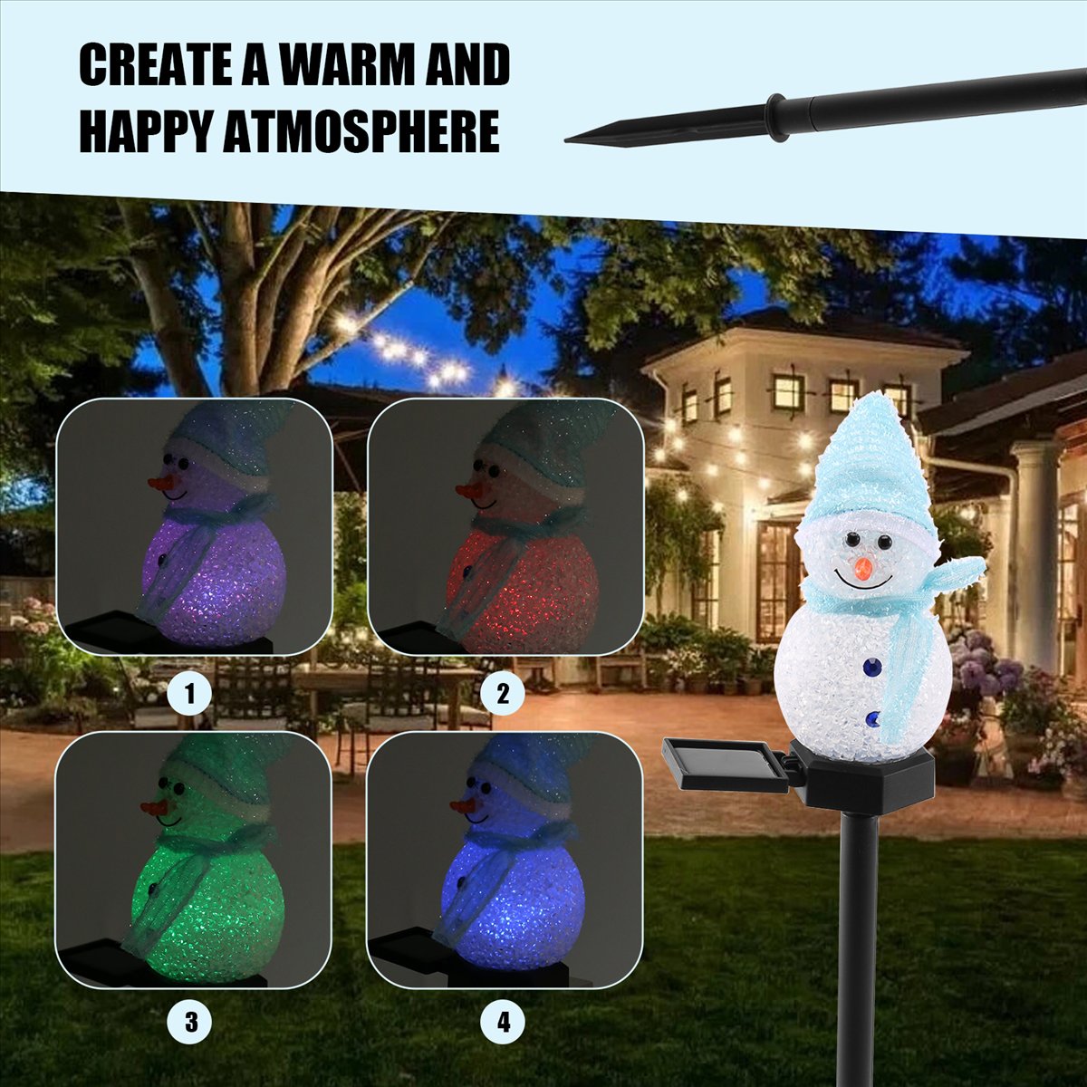 Carefree- Snowman Solar Lights - Outdoor Solar Power Xmas Lights incelemesi ve fiyatı