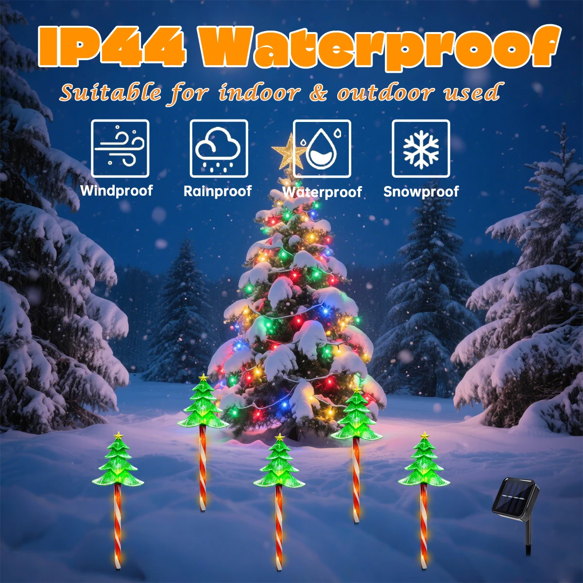 Pop 5pcs/set LED Xmas Tree Dec - Outdoor Solar Power Xmas Lights incelemesi ve fiyatı