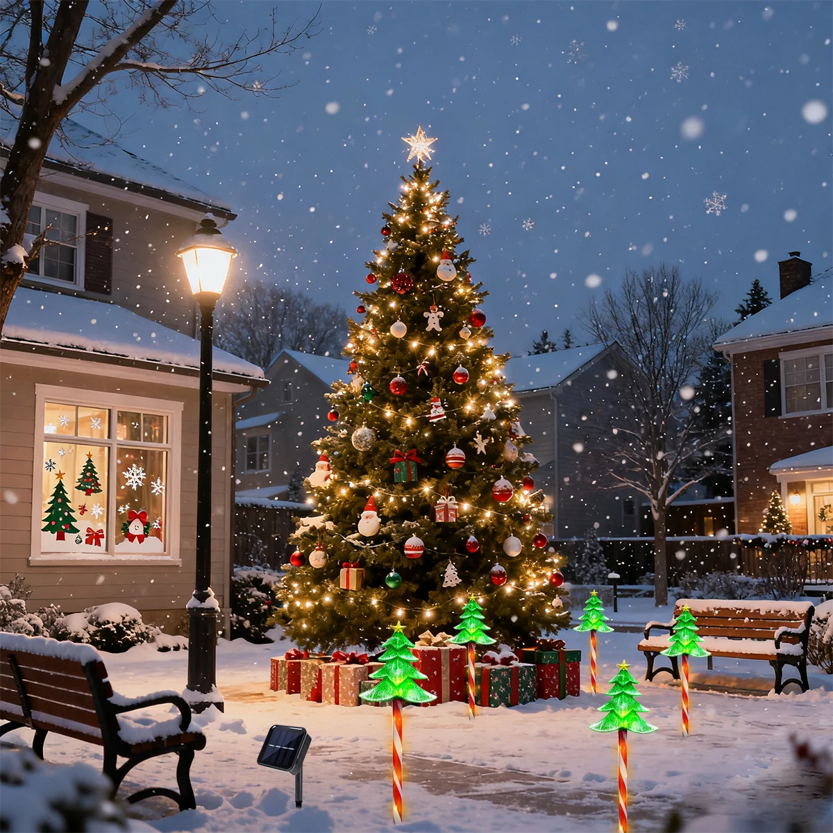 Pop 5pcs/set LED Xmas Tree Dec - Outdoor Solar Power Xmas Lights incelemesi ve fiyatı