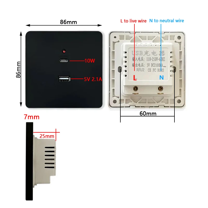 Black Universal Wall USB C Soc - Outdoor Power Hub incelemesi ve fiyatı