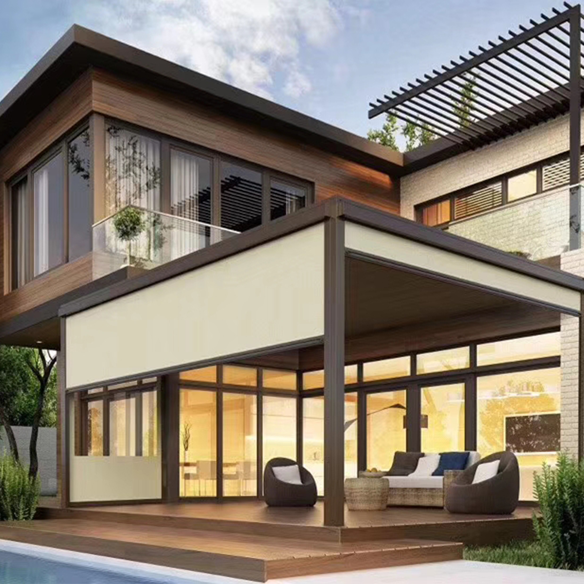 Built-In Waterproof Windproof  - Outdoor Power Roller Shades incelemesi ve fiyatı